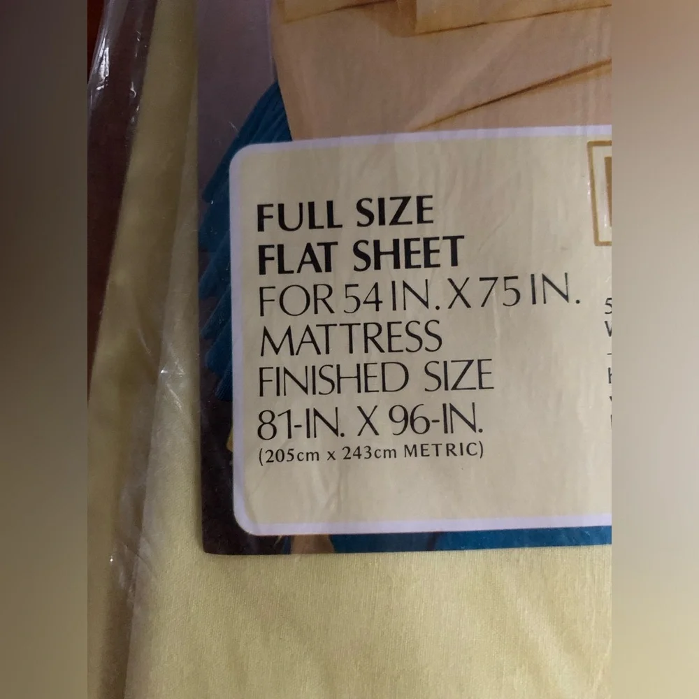 Vtg Sears Slumber Shop Country Fair Solids Full Size Sheets Flat&Fitted Yellow